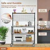 Leteuke NSF Certified 4-Tier Rolling Kitchen Bakers Rack with Adjustable Shelves and 20 S-Hooks Leteuke