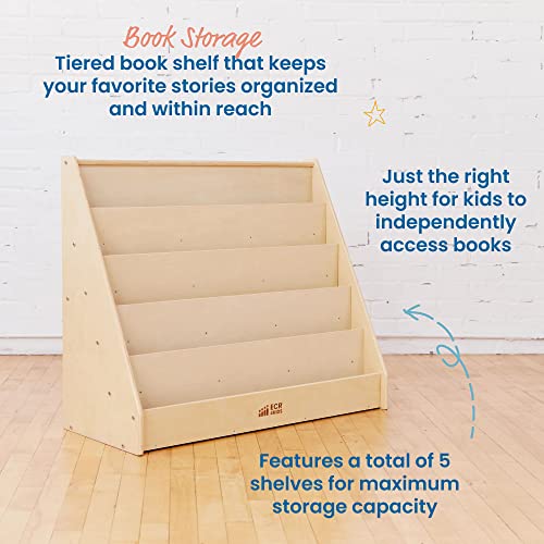 ECR4Kids Single-Sided Book Display, Classroom Bookshelf, Natural - WoodArtSupply