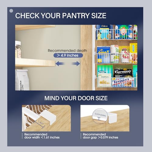 Goovilla Over The Door Pantry Organizer, 6-Tier Pantry Organization and Storage, Metal Hanging Spice Rack for Pantry Door, Kitchen, Laundry, Bathroom Goovilla