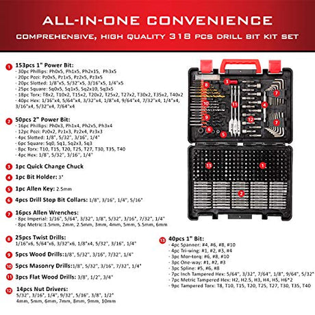 KingTool Drilling and Driving Accessory Kit (KingTool 318-Pieces Screwdriver and Drill Bit Set) KINGTOOL