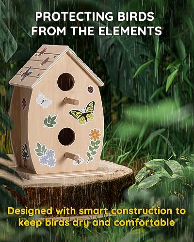 SainSmart Jr. Bird House Kit for Kids to Build and Paint - Art Craft Wooden Toys - Unfinished Wood Crafts with Stickers - Woodworking Crafts for - WoodArtSupply