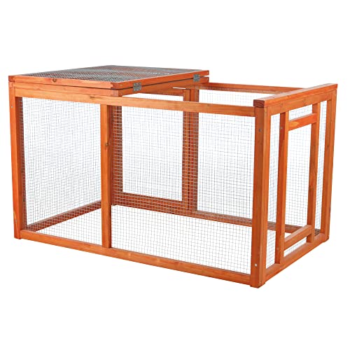 TRIXIE Outdoor Run with Cover, Chicken Cage, Chicken Backyard, Playground, Brown, 45.25 x 26.75 x 27.75 inches - WoodArtSupply