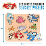 Pikatoyz Wood Puzzles for Toddlers 1-3. Wooden Toys for 1 2 3 Year Old of sea Animal Puzzles for Kids. Ideal Montessori Puzzle Gift. Baby Puzzles for PikatoyZ