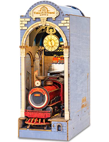 Rolife DIY Book Nook Kit 3D Wooden Puzzle, Bookshelf Insert Decor with LED DIY Bookend Diorama Miniature Kit Crafts Hobbies Gifts for Adults/Teens Rolife