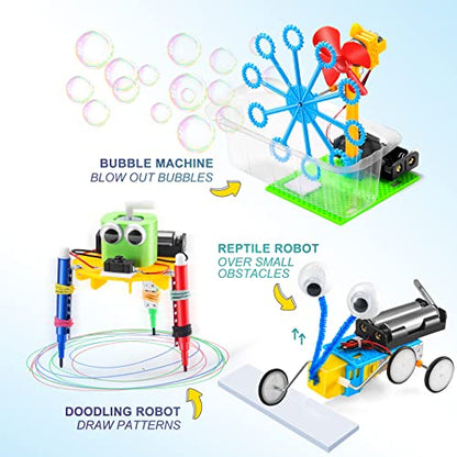 STEM Robotics Kit, 6 Set Electronic Science Projects Experiments for Kids Ages 8-12 6-8, STEM Toys for Boys Craft, DIY Engineering Build Robot - WoodArtSupply