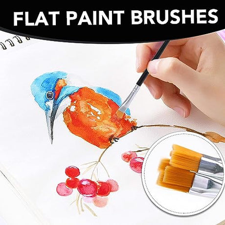 AROIC Acrylic Paint Brush Set, 200 pcs Nylon Hair Brushes for All Purpose Oil Watercolor Painting Artist Professional Kits, Black AROIC