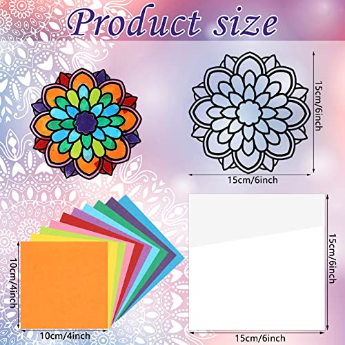 18 Pack Color Mandala Window Clings DIY Stained Glass Kits Suncatchers for Windows Arts and Crafts DIY Kit for Adults Mandala Sun Catcher for