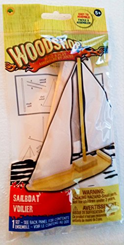 Woodshop DIY Wood Model Kits - Fighter Plane, Race Car, Helicopter (and Sailboat OR Pirate Ship) Kids Set of 4 Woodshop