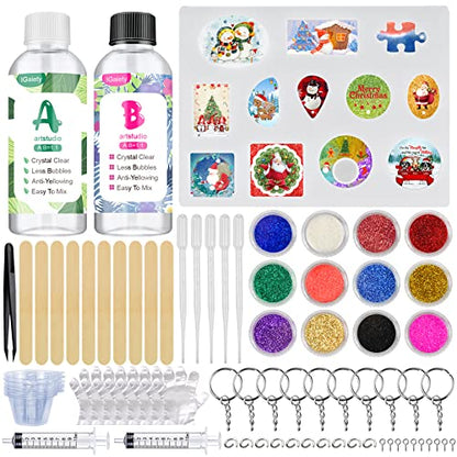IGaiety Resin Jewelry Making Kit, 82Pcs Resin Kit for Beginners, Resin Starter Kit-Resin Kits and Molds Complete Set with Jewelry Mold and Tools for