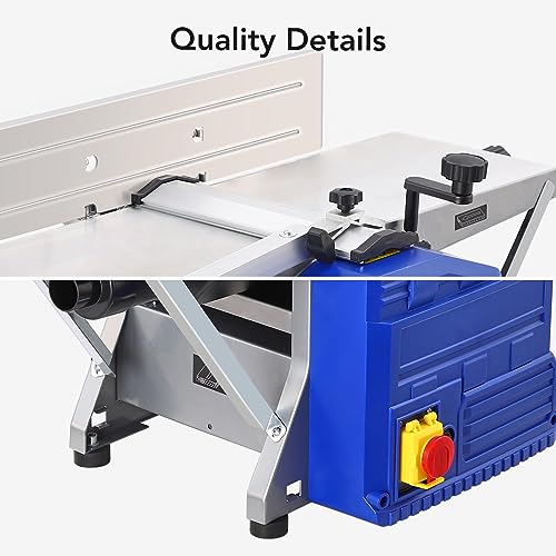 Power Benchtop Planer, Towallmark Powerful Benchtop Planer 1250W Worktable Thickness Planer with Low Dust Work for both Hard & Soft Wood Planing & Towallmark