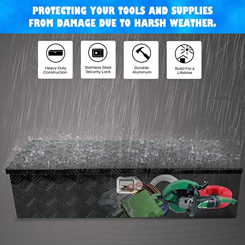 Eivojor 39" Heavy Duty Aluminum Stripes Plated Tool Box Pick Up Truck Bed RV Trailer Toolbox Storage Organizer with Side Handle, Lock and Keys - Eivojor
