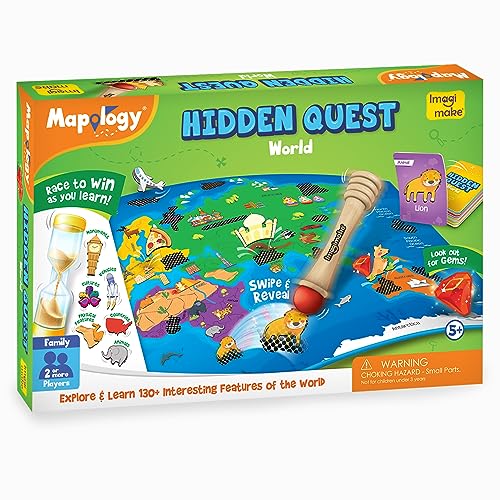 Imagimake Mapology Hidden Quest World Map Board Game | Magical Swipe & Reveal | Educational Toys for 5-7 | Board Game for Kids 8-12 | Boys & Girls - WoodArtSupply