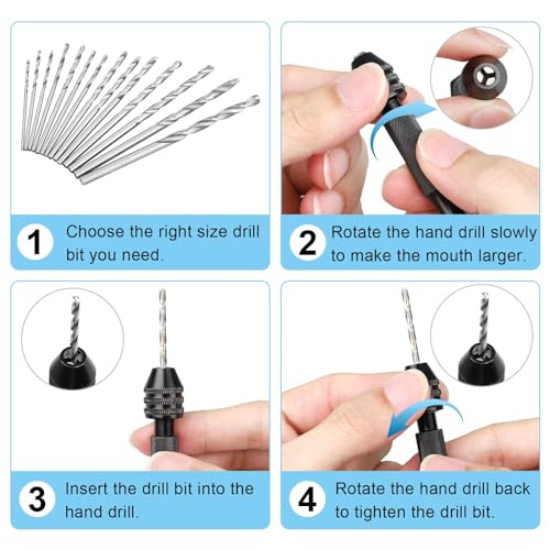31Pcs Hand Drill Bits Set, SUNJOYCO Precision Pin Vise Rotary Tools with Micro Mini Twist Drill Bits (0.5-3.0mm) for Wood, Jewelry, Plastic, Craft SUNJOYCO