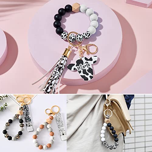100Pcs Animal Silicone Beads Bracelet Making kit, 15mm Soft Rubber Round Beads Crafts for Keychain Wristlets Pacifier Clips Teething Lanyards
