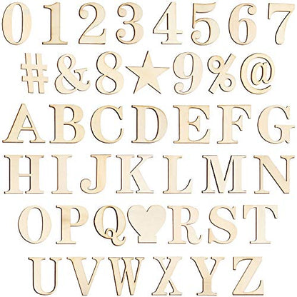 42 Pieces Unfinished Wooden Letters Numbers Unfinished Wood Ornament Alphabet Numbers DIY Wooden Symbols for Painted Wall Decor DIY Educational Craft