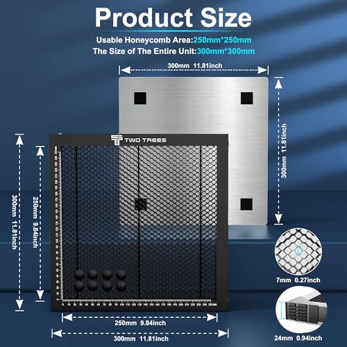 300 * 300mm Honeycomb Laser Bed Honeycomb Working Table Laser Honeycomb for CO2 or Laser Engraver Cutting Machine with Aluminum Plate and Engraving - WoodArtSupply