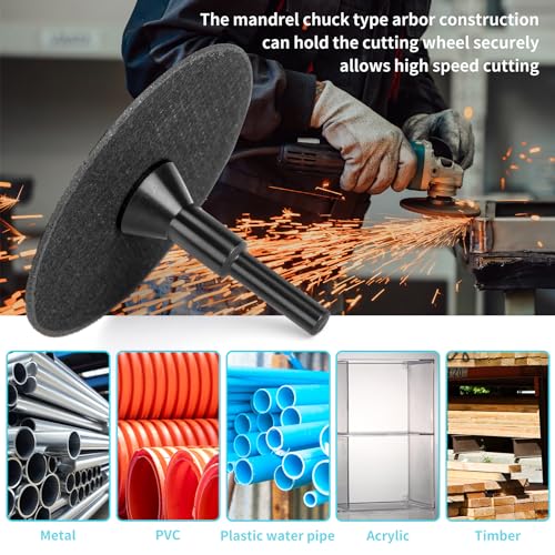 THMMN Cut-Off Wheel Mounting Mandrel for Type 1 Cutting Wheels 3/8" & 1/4" Arbor 1/4" Shank Stem 2 Pack THMMN