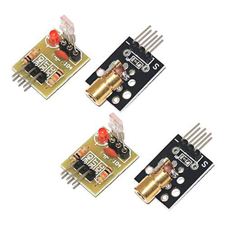 Acxico 2Sets Laser Sensor Module For Arduino AVR(KY-008 Laser Transmitter +Laser Receiver Sensor Module Non-modulator Tube) Acxico