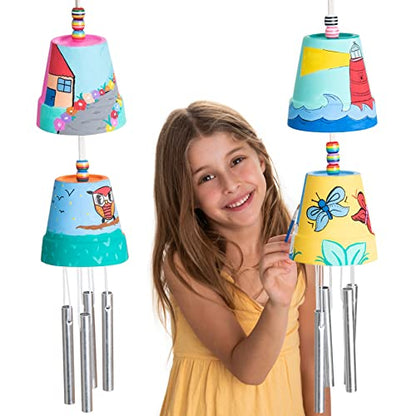 ROMI'S WAY 2-Pack Make Your Own Wind Chime Kit - Larger Bells, Stencils and Beads, Arts and Crafts for Kids Ages 8-12, 4-8 - DIY Craft Kit for Girls