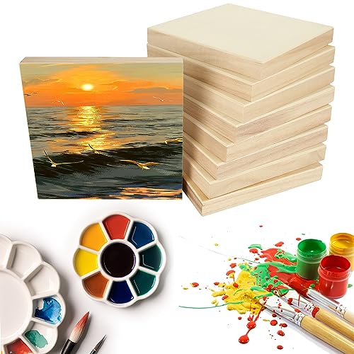 CYEAH 6x6 inch Wood Panel Boards Set of 15, Unfinished Wood Canvas Boards Wooden Panel Boards for Crafts, Painting, Pouring, Arts Use with Oils, CYEAH