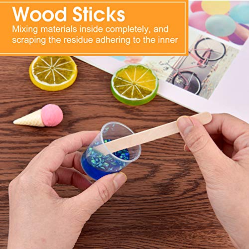 Coopay Plastic Graduated Cups Tools - 50 Pack 30ml/1oz Transparent Scale Measuring Cups, 50 Pack Wooden Stirring Sticks and 50 Pack 3ml Transfer - WoodArtSupply