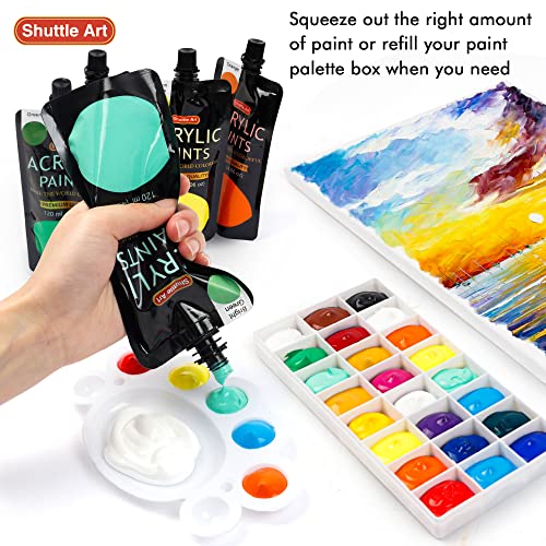 Shuttle Art Acrylic Paint, 18 Colors Acrylic Paint Pouches (120ml/4.06oz), Artist Grade Acrylic Paint Set, Rich Pigments, Non-Toxic for Artists, Shuttle Art