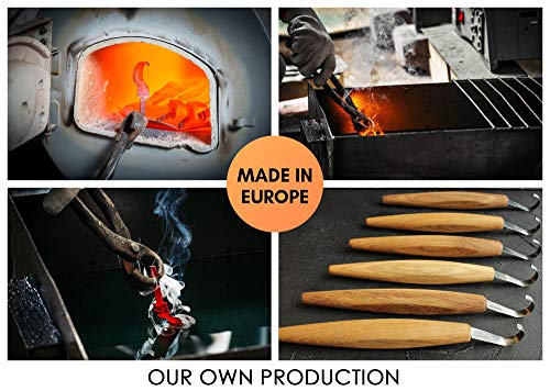 BeaverCraft Spoon Carving Hook Knife SK5s 2" - Double Sided Sharpening Curved Wood Carving Knife with Leather Sheath for Carving Spoons Bowls Cups BeaverCraft