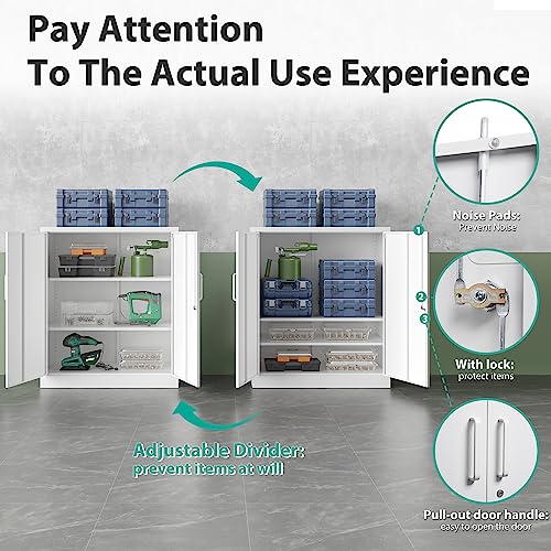 SISESOL Steel Storage Cabinet Office Cabinet with Shelves and 2 Doors, Metal Storage Cabinet Locking Steel Storage Cabinet,Locker Steel Counter SISESOL
