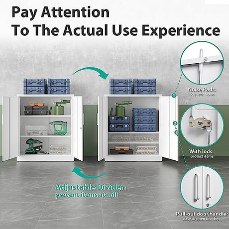 SISESOL Steel Storage Cabinet Office Cabinet with Shelves and 2 Doors, Metal Storage Cabinet Locking Steel Storage Cabinet,Locker Steel Counter SISESOL