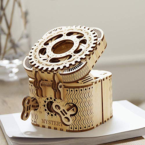 ROKR 3D Wooden Puzzle Mechanical Treasure Box Model DIY Brain Teaser Projects for Adult Kid Age 14+ ROKR