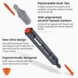 ARTEZA Alcohol Brush Markers, Set of 36 Colors, EverBlend Tropical Tones, Medium Chisel and Brush Nib, Dual Tip Markers for Drawing and Sketching ARTEZA