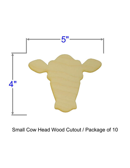 Unfinished Cow Head Wood Cut Out Available in a Variety of Sizes and Thicknesses (1/8” Thickness, Small 5" x 4" (Package of 10)) - WoodArtSupply