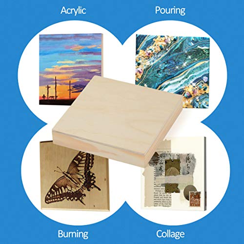 Falling in Art Unfinished Birch Wood Panels Kit for Painting, Wooden Canvas 4 Pack of 4x4’’ Studio 3/4’’ Deep, Cradle Boards for Pouring, Art, Falling in Art