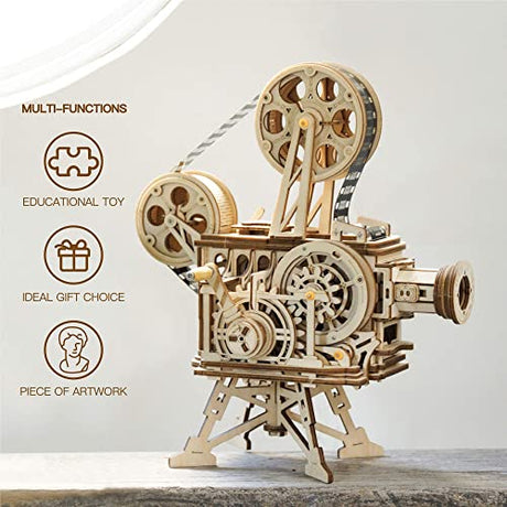 ROKR Vitascope 3D Wooden Puzzle - Vintage Movie Projector Model Kit for Adults ROKR