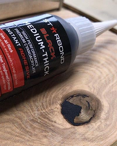 Starbond 2 oz. Black Medium-Thick CA Glue (Premium Cyanoacrylate Super Glue) Knot Filler 500 CPS Viscosity for Woodworking, Woodturning, Carpentry, - WoodArtSupply