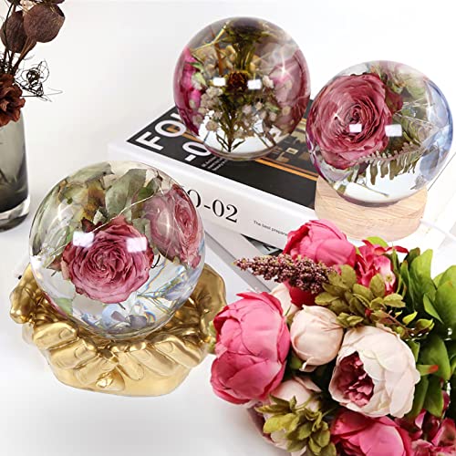 Voaesdk 2Pcs Large Sphere Resin Molds,4.7'' & 4'' Crystal Ball Silicone Resin Molds for Flowers Preservation,Seamless Orb Epoxy Resin Molds for DIY Voaesdk