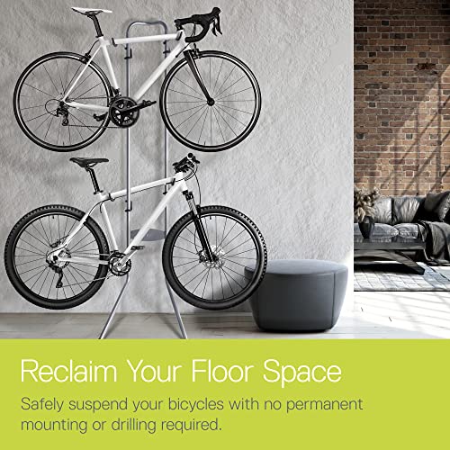 Delta Cycle Michelangelo 2 Bike Storage Rack - Gravity Fully Adjustable Bike Rack Garage For Road, MTB, and Hybrid Bicycles - Vertical Bike Rack Delta Cycle & Home