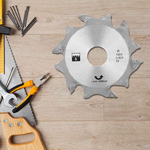 6 Tooth 22mm Bore Biscuit Joiner Blade, 100mm / 4inch Carbide Biscuit Jointer Blade Cutter Replacement, 6 Tooth Carbide Plate Joiner Blade, - WoodArtSupply