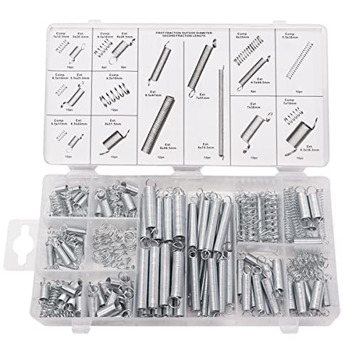 Ruibapa 200PCS Spring Assortment Kit Zinc Plated Extension and Compression Springs Kit Include Assorted Size Small Springs for Home Repairs & DIY Ruibapa