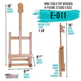 U.S. Art Supply 16" Mini Tabletop Wooden H-Frame Studio Easel - Artists Adjustable Beechwood Painting and Display Easel, Holds Up to 12" Canvas - US Art Supply