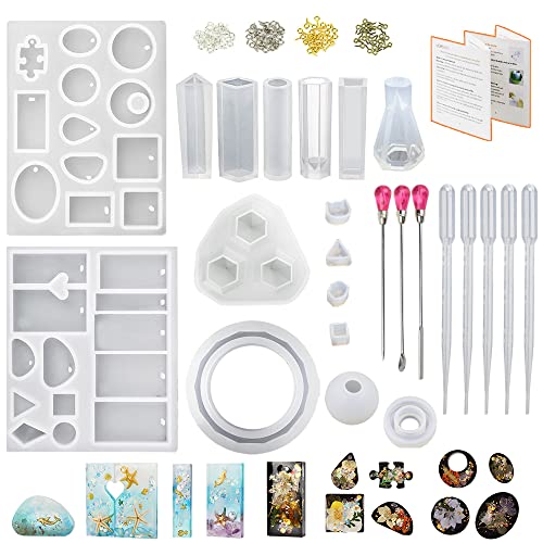 LET'S RESIN Resin Jewelry Molds for Beginners,16Pcs Resin Jewelry Making Kit with Barcelet Molds,Pendant Molds,Ring Molds,Resin Silicone Molds for - WoodArtSupply