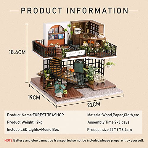 CUTEROOM Doll Houses DIY Dollhouse Kit Handmade & Dollhouse with Led Lights & Music Box Creative Room Dollhouse with Furniture (LV001)