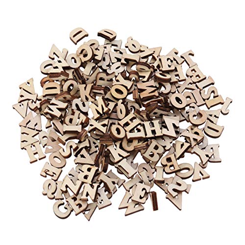 SEWACC Kids Toys Wood Crafts Unfinished Wood Alphabet Letters 200pcs 15mm English Letters Wooden Slice Unfinished Wood Crafts for DIY Craft SEWACC