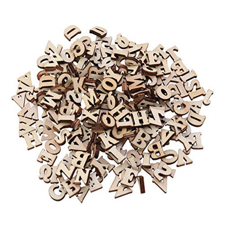SEWACC Kids Toys Wood Crafts Unfinished Wood Alphabet Letters 200pcs 15mm English Letters Wooden Slice Unfinished Wood Crafts for DIY Craft SEWACC