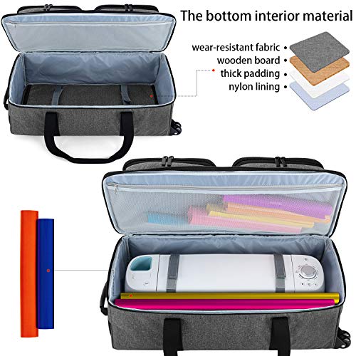 LUXJA Rolling Tote Compatible with Cricut Explore Air (Air2) and Maker, Carrying Case with Wheels and Storage Pockets Compatible with Cricut Die-Cut - WoodArtSupply