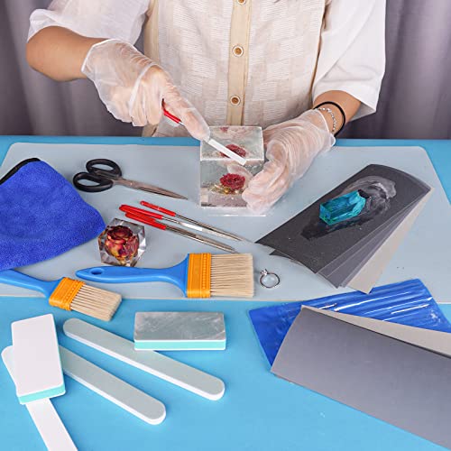 LET'S RESIN Resin Polishing Strips Kit,33Pcs Resin Supplies with Sandpaper,Resin File Kit &Blocks,Scissors,Wooden Brush,Cloth,Resin Tools for Epoxy LET'S RESIN