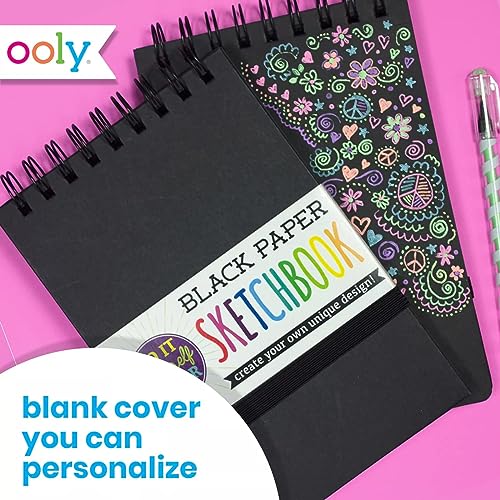 OOLY, DIY Cover Sketchbook, 5 x 7.5 Inches, Black Paper Sketchbook, Drawing Book for Kids, Adults, Students, and Artists, Great Drawing Pad for Gel