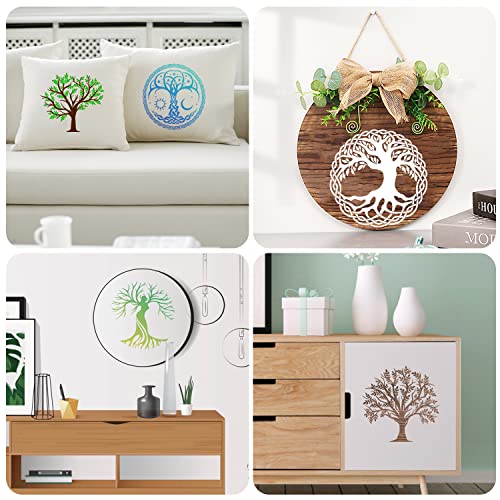 16Pcs 6 x 6 Inch Tree of Life Stencil, Reusable Stencils for Painting on Wood Decoration Painting Templates for Wall Floor DIY Decorations Christmas WSICSE