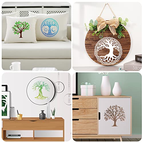 16Pcs 6 x 6 Inch Tree of Life Stencil, Reusable Stencils for Painting on Wood Decoration Painting Templates for Wall Floor DIY Decorations Christmas