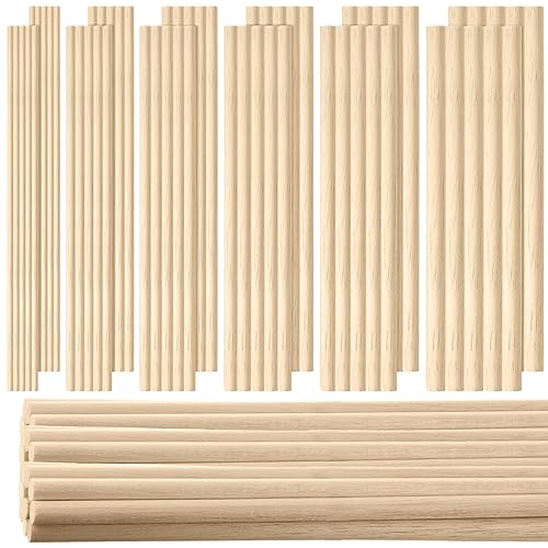 215 Pieces Balsa Wood Sticks Wooden Dowel Rods 1/8, 3/16, 1/4, 5/16, 3/8, 1/2 Inch Round Hardwood Unfinished Wooden Strips for DIY Molding Crafts - WoodArtSupply